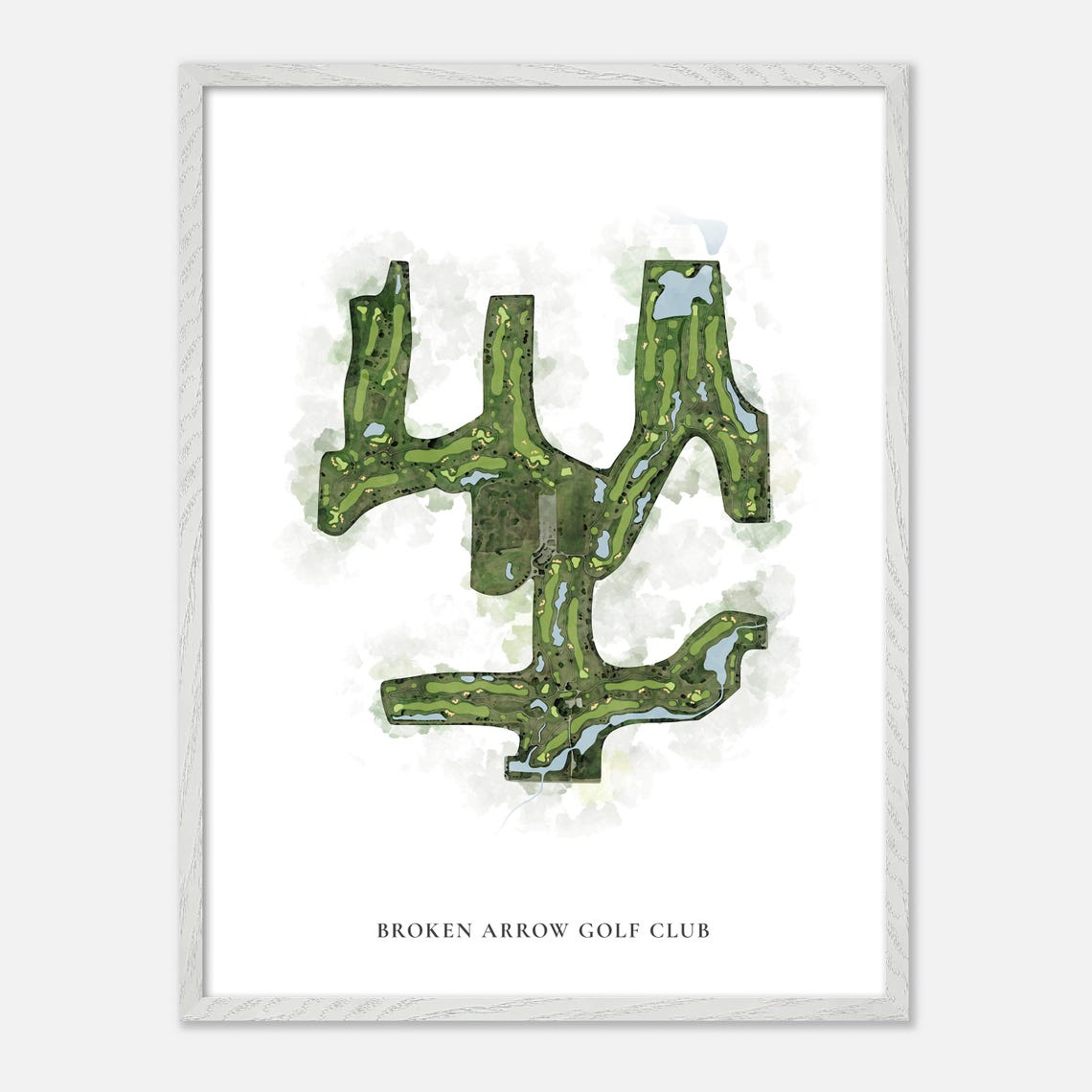 Broken Arrow Golf Club Classic Watercolor Course Map Art Poster - Image 2