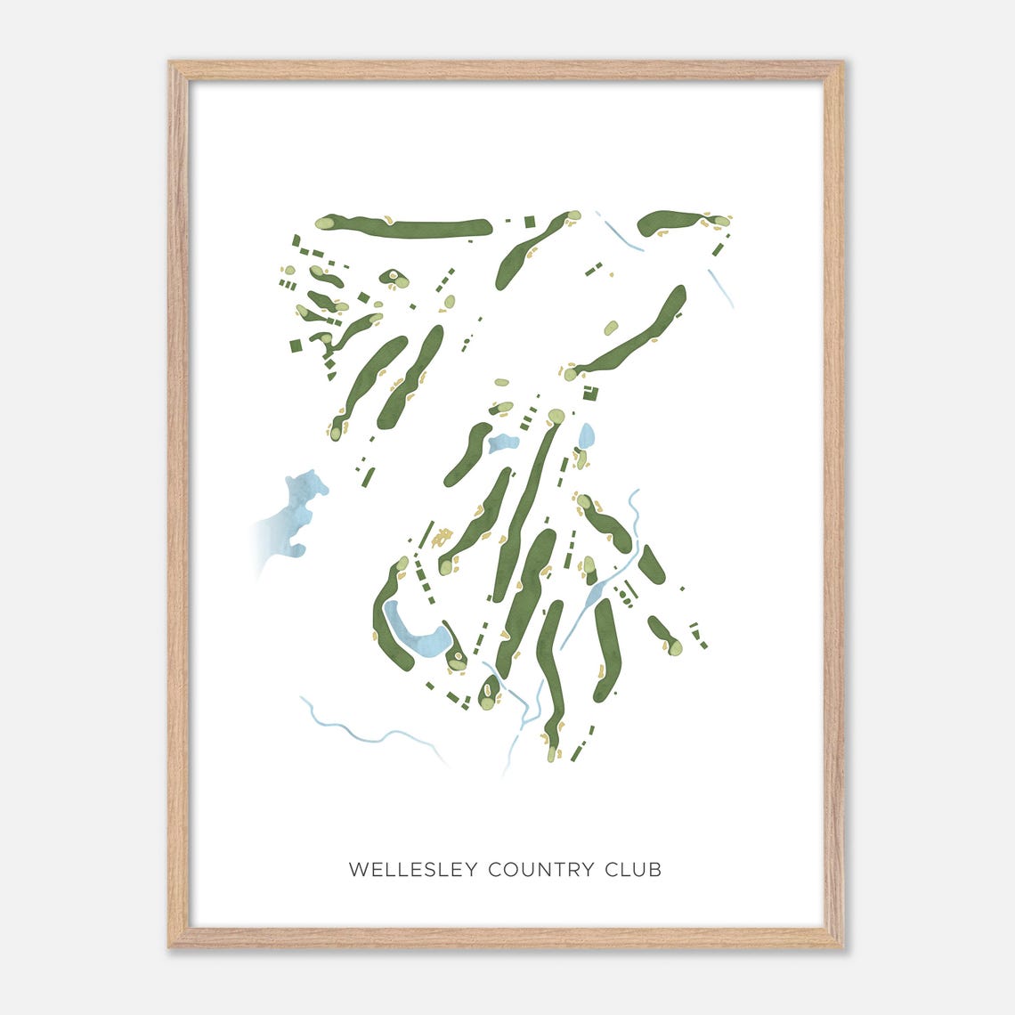 Wellesley Country Club Massachusetts Modern Watercolor Map Poster - Image 2