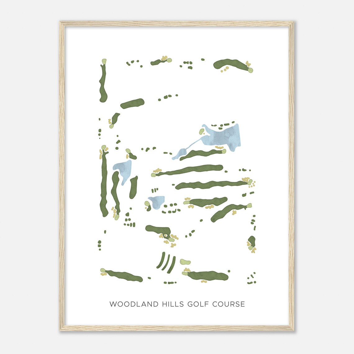 Woodland Hills Golf Course Minimalist Watercolor Map Art Poster - Image 2