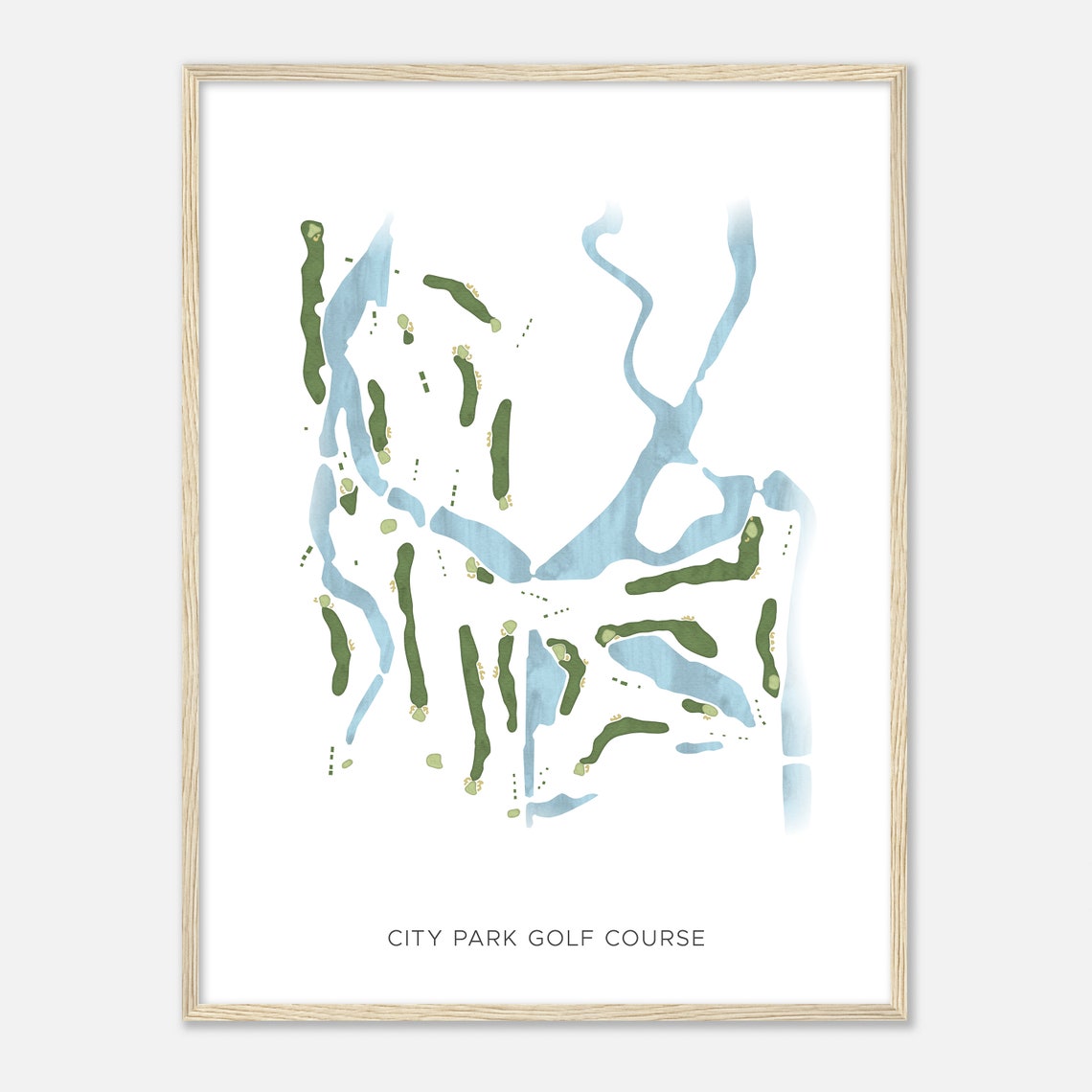 City Park Golf Course Louisiana Modern Watercolor Golf Map Poster