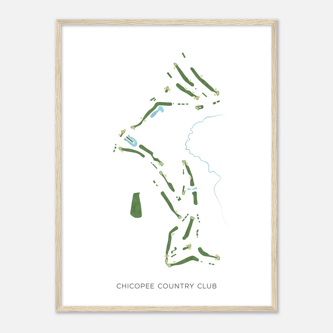 Chicopee Country Club Golf Course Modern Minimalist Map Poster - Image 2