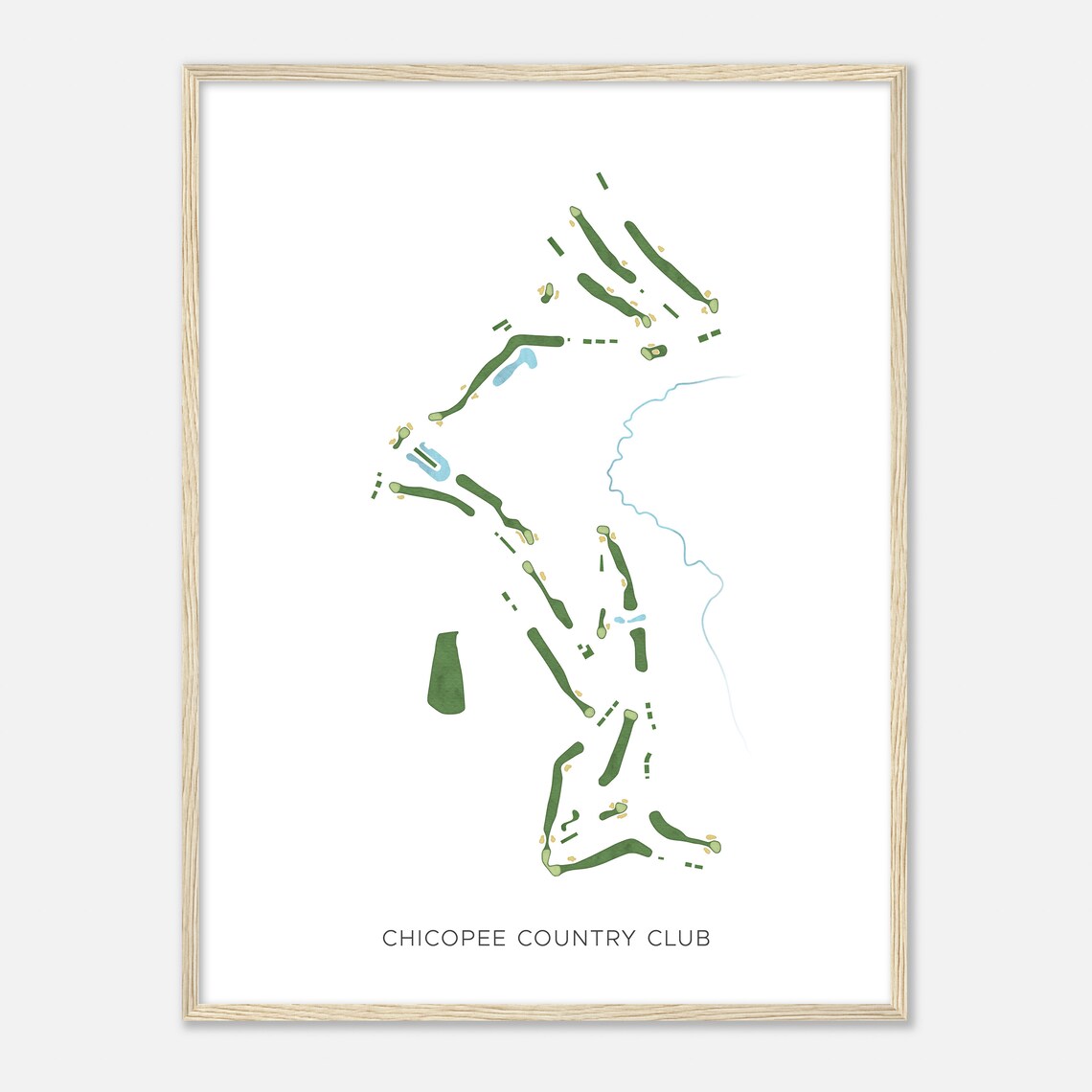 Chicopee Country Club Massachusetts Modern Watercolor Map Golfer Gift Golf Wall Art Golf Poster Print Course Layout - Image 2