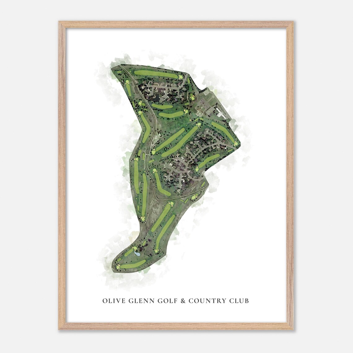 Olive Glenn Golf and Country Club Classic Watercolor Map Poster - Image 2