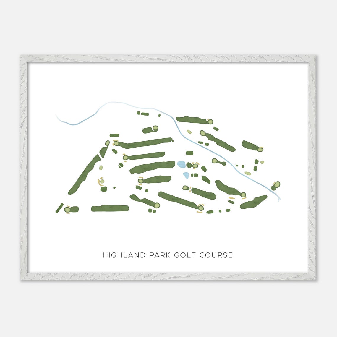 Highland Park Golf Course Modern Minimalist Fairway Map Poster - Image 4