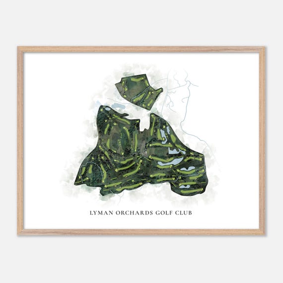 Lyman Orchards Golf Club In Middlefield Connecticut Classic Watercolor Map Golfer Gift Golf Wall Art Golf Poster Print Course Layout