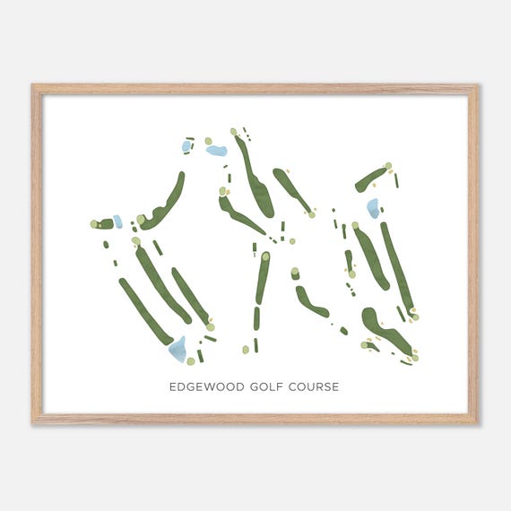 Edgewood Golf Course In Southwick Massachusetts Modern Watercolor Map Golfer Gift Golf Wall Art Golf Poster Print Course Layout