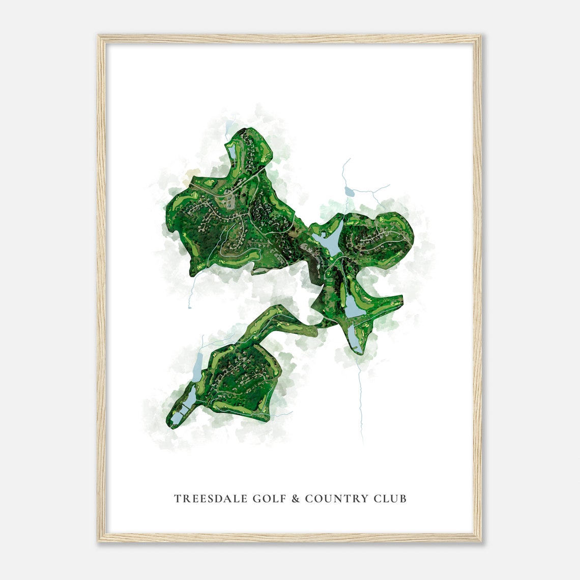 Treesdale Golf Country Club Watercolor Course Map Green Art Poster - Image 2