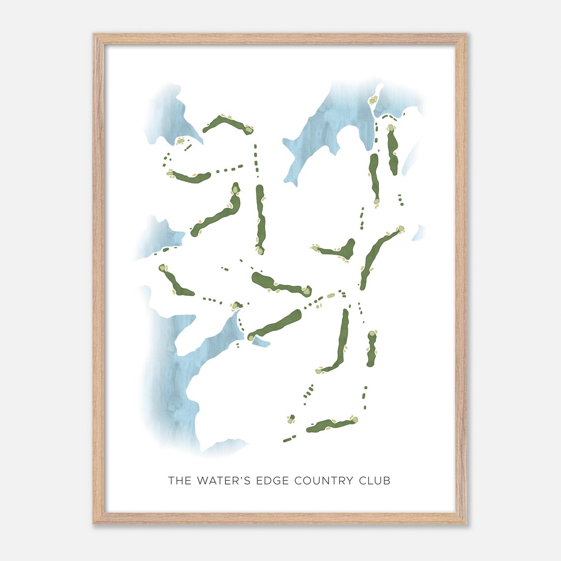 The Waters Edge Country Club Modern Minimalist Watercolor Map Poster - Image 6