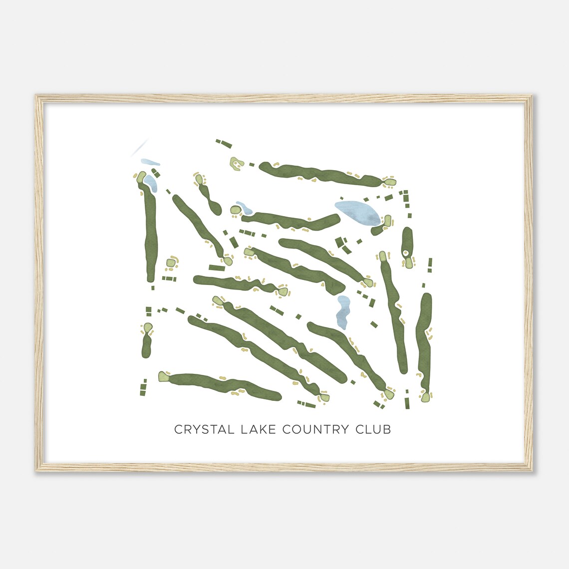 Crystal Lake Country Club Illinois Modern Watercolor Map Poster