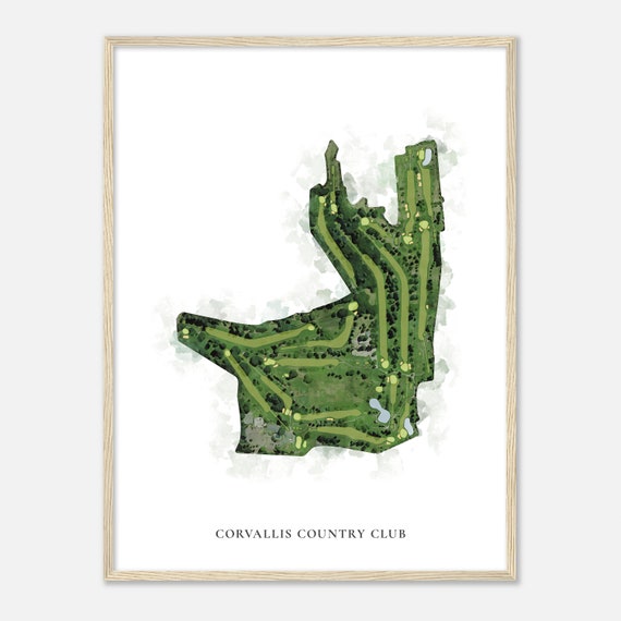 Corvallis Country Club Oregon Classic Watercolor Map Golfer Gift Golf Wall Art Golf Poster Print Course Layout
