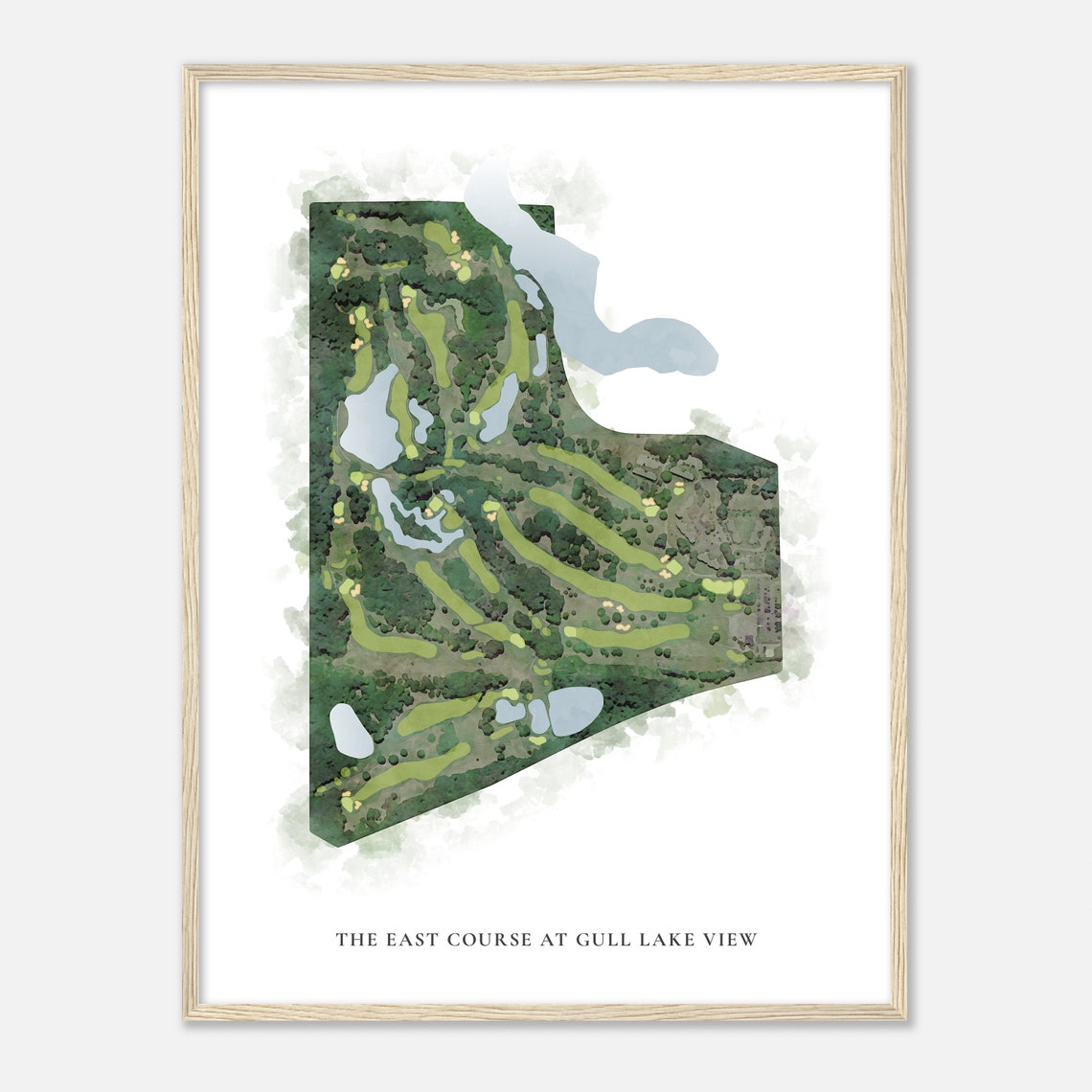 The East Course at Gull Lake View Watercolor Golf Course Map Poster - Image 2