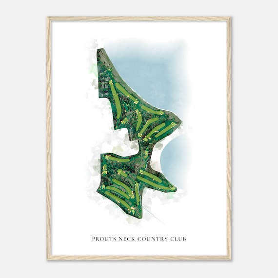 Prouts Neck Country Club Maine Classic Watercolor Map Golfer Gift Golf Wall Art Golf Poster Print Course Layout