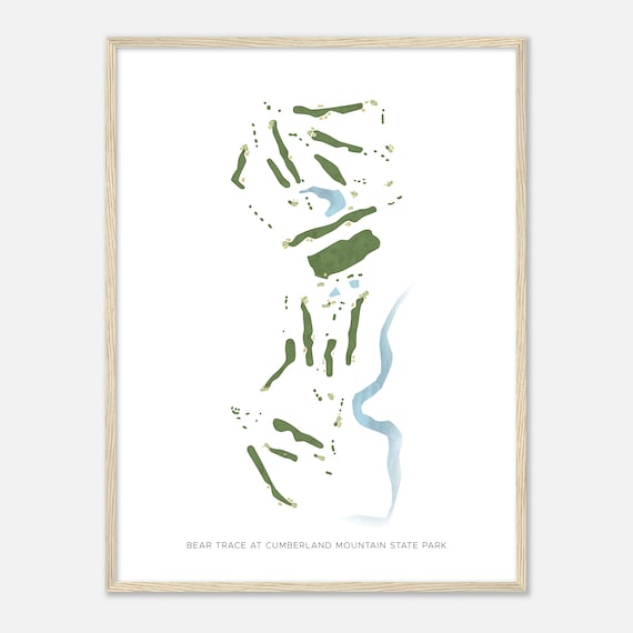 Bear Trace at Cumberland Mountain State Park Modern Minimalist Golf Course Map Poster