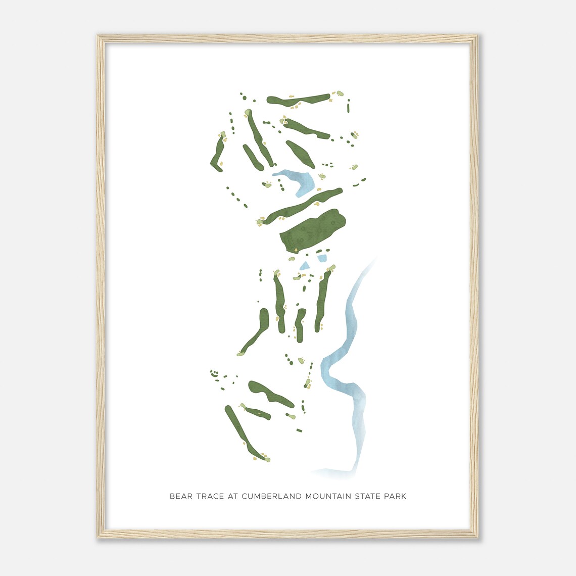Bear Trace at Cumberland Mountain State Park Modern Minimalist Golf Course Map Poster