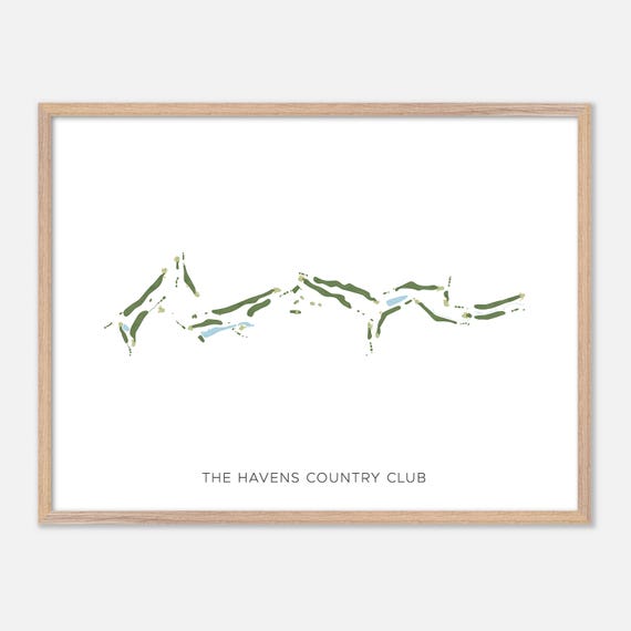 The Havens Country Club In Vista California Modern Watercolor Map Golfer Gift Golf Wall Art Golf Poster Print Course Layout