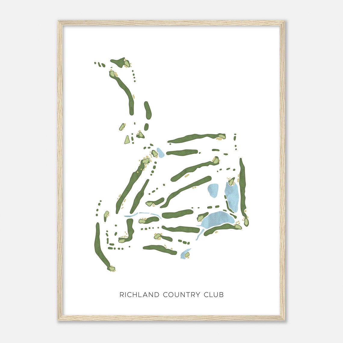 Richland Country Club Tennessee Modern Watercolor Golf Map Poster