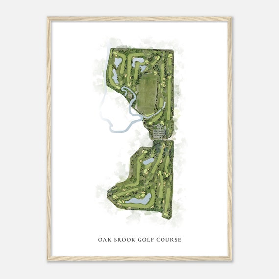 Oak Brook Golf Course Illinois Classic Watercolor Map Golfer Gift Golf Wall Art Golf Poster Print Course Layout