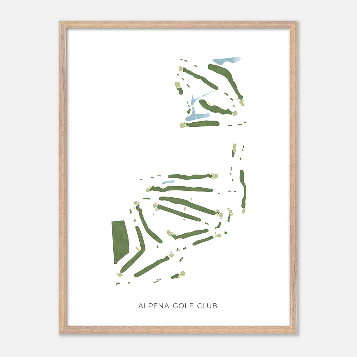 Alpena Golf Club Alpena Michigan Modern Watercolor Golf Map Poster - Image 2