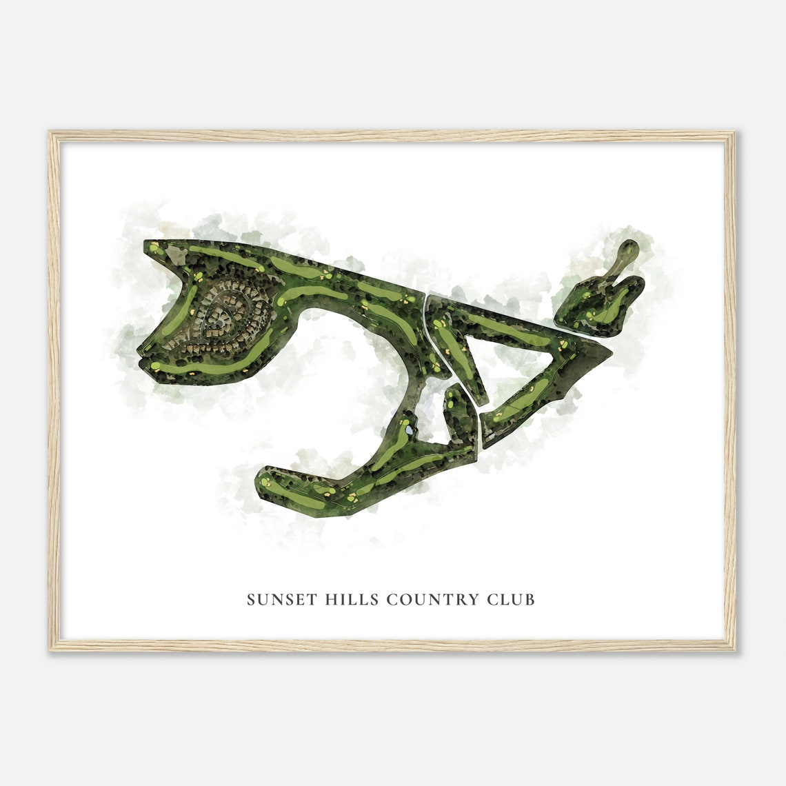 Sunset Hills Country Club Watercolor Aerial Map Golfer Gift Poster - Image 2