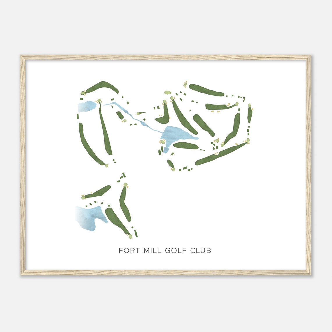 Fort Mill Golf Club Modern Watercolor Golf Course Map Art Poster