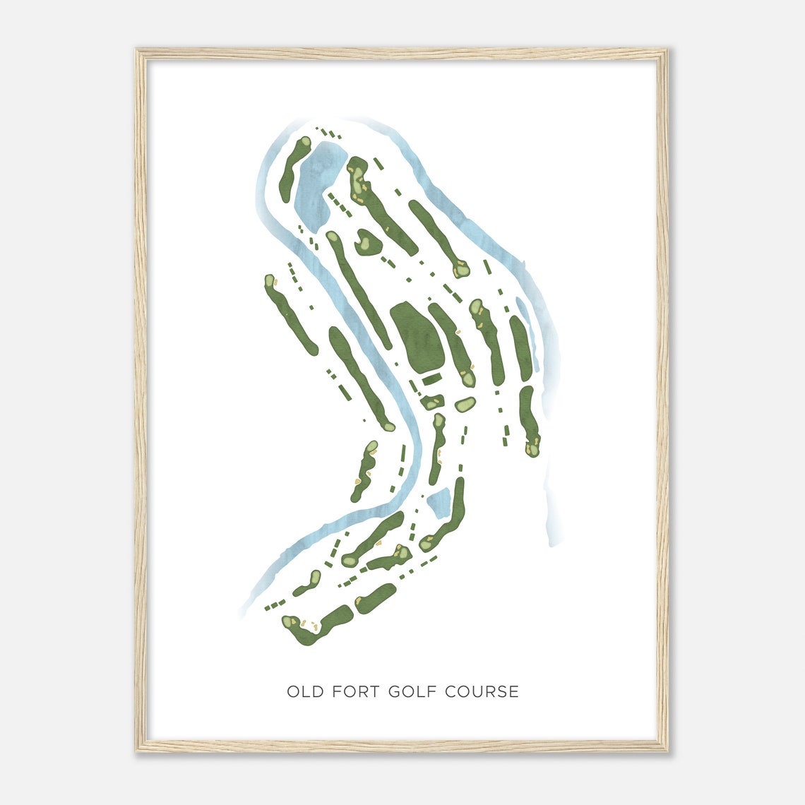 Old Fort Golf Course Modern Watercolor Golf Course Map Poster - Image 2