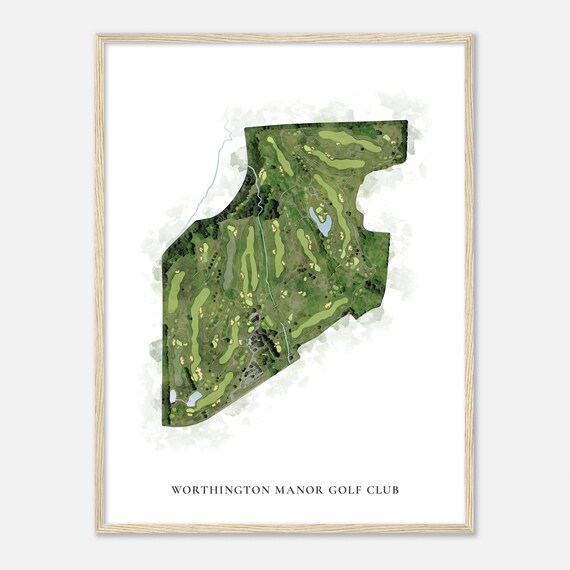 Worthington Manor Golf Club Classic Watercolor Course Map Poster