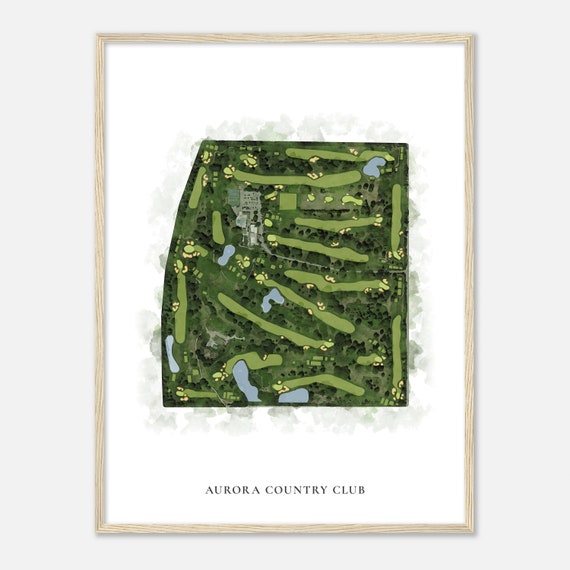 Aurora Country Club Illinois Classic Watercolor Map Golfer Gift Golf Wall Art Golf Poster Print Course Layout