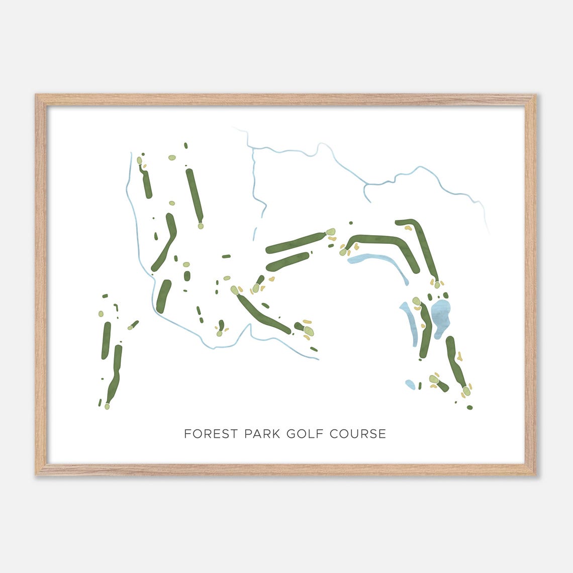 Forest Park Golf Course Indiana Modern Watercolor Map Poster