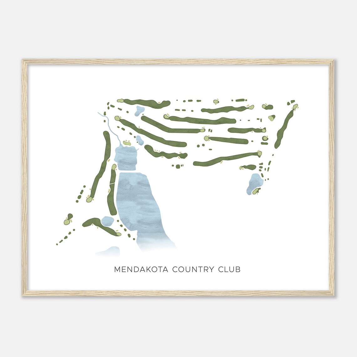 Mendakota Country Club Modern Watercolor Golf Course Map Art Poster
