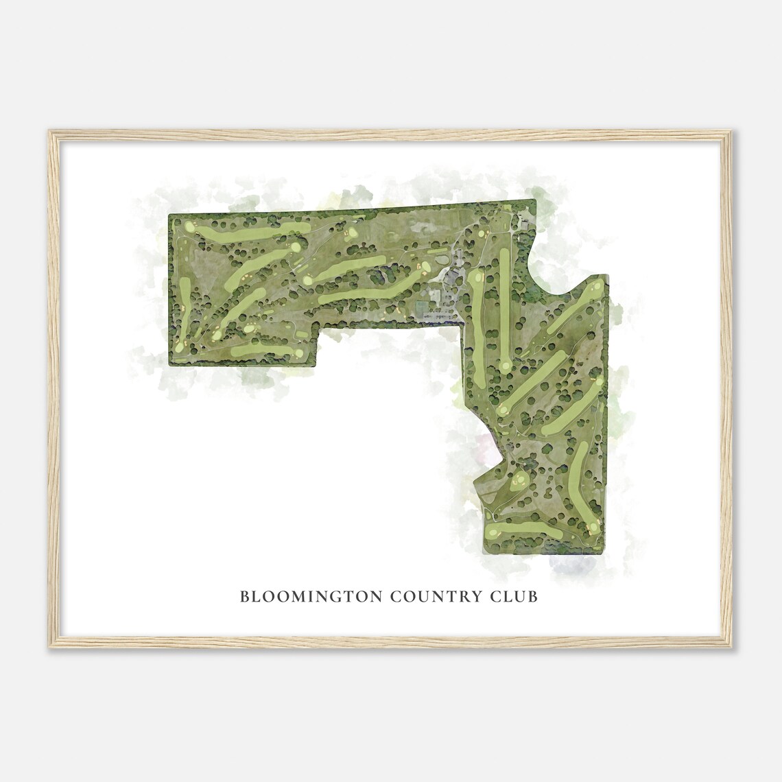 Bloomington Country Club Classic Watercolor Aerial Golf Map Poster