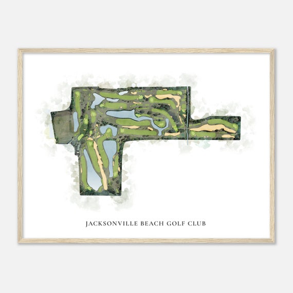 Jacksonville Beach Golf Club Florida Classic Watercolor Map Golfer Gift Golf Wall Art Golf Poster Print Course Layout