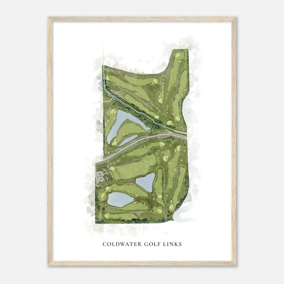 Coldwater Golf Links Iowa Classic Watercolor Map Golfer Gift Golf Wall Art Golf Poster Print Course Layout
