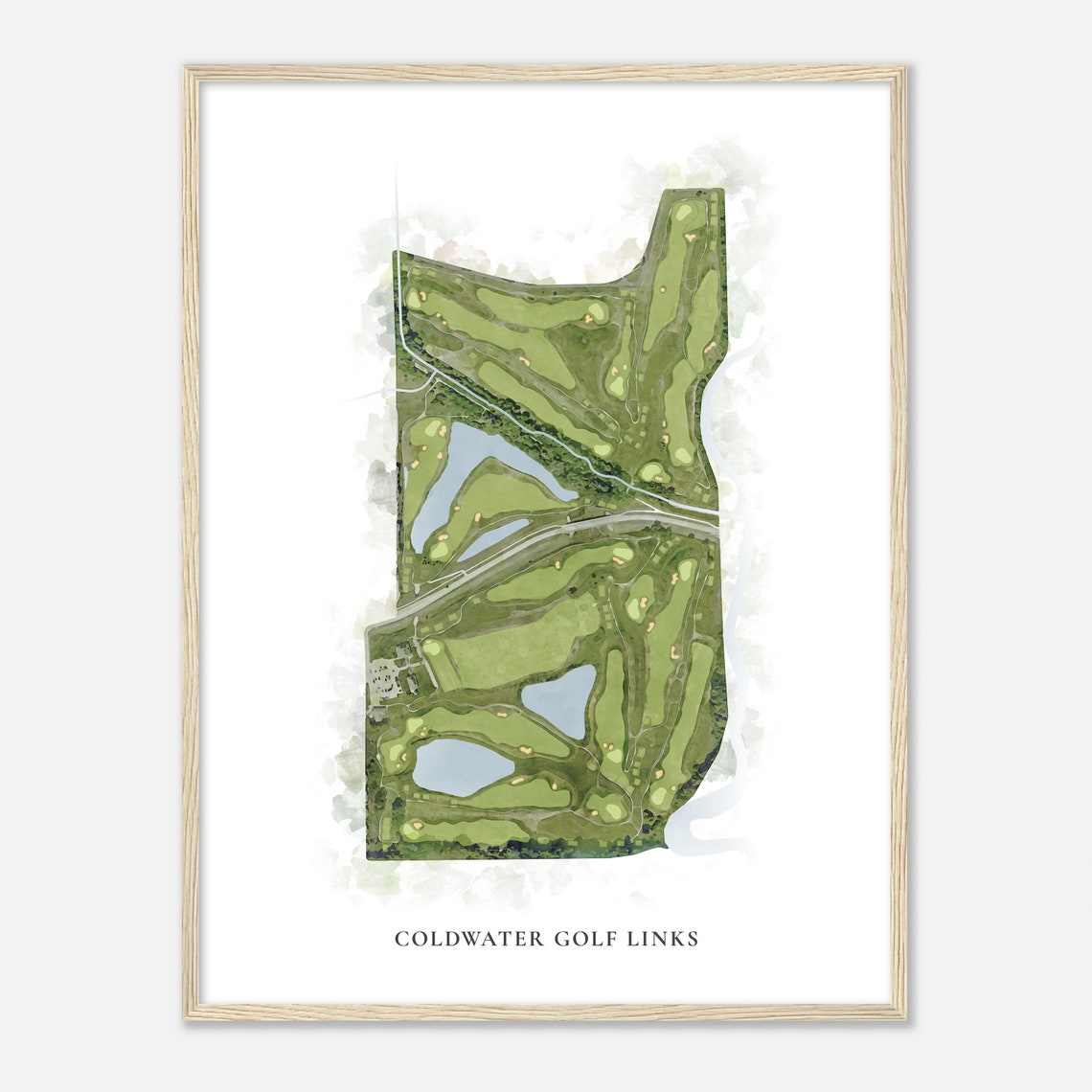 Coldwater Golf Links Scenic Watercolor Map Art Golfer Gift Poster