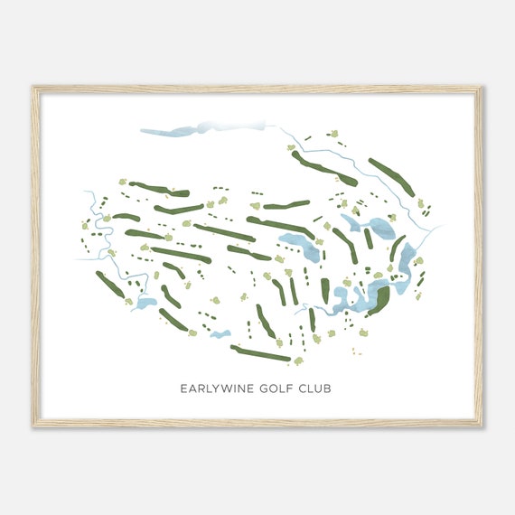 Earlywine Golf Club Oklahoma Modern Watercolor Map Golfer Gift Golf Wall Art Golf Poster Print Course Layout