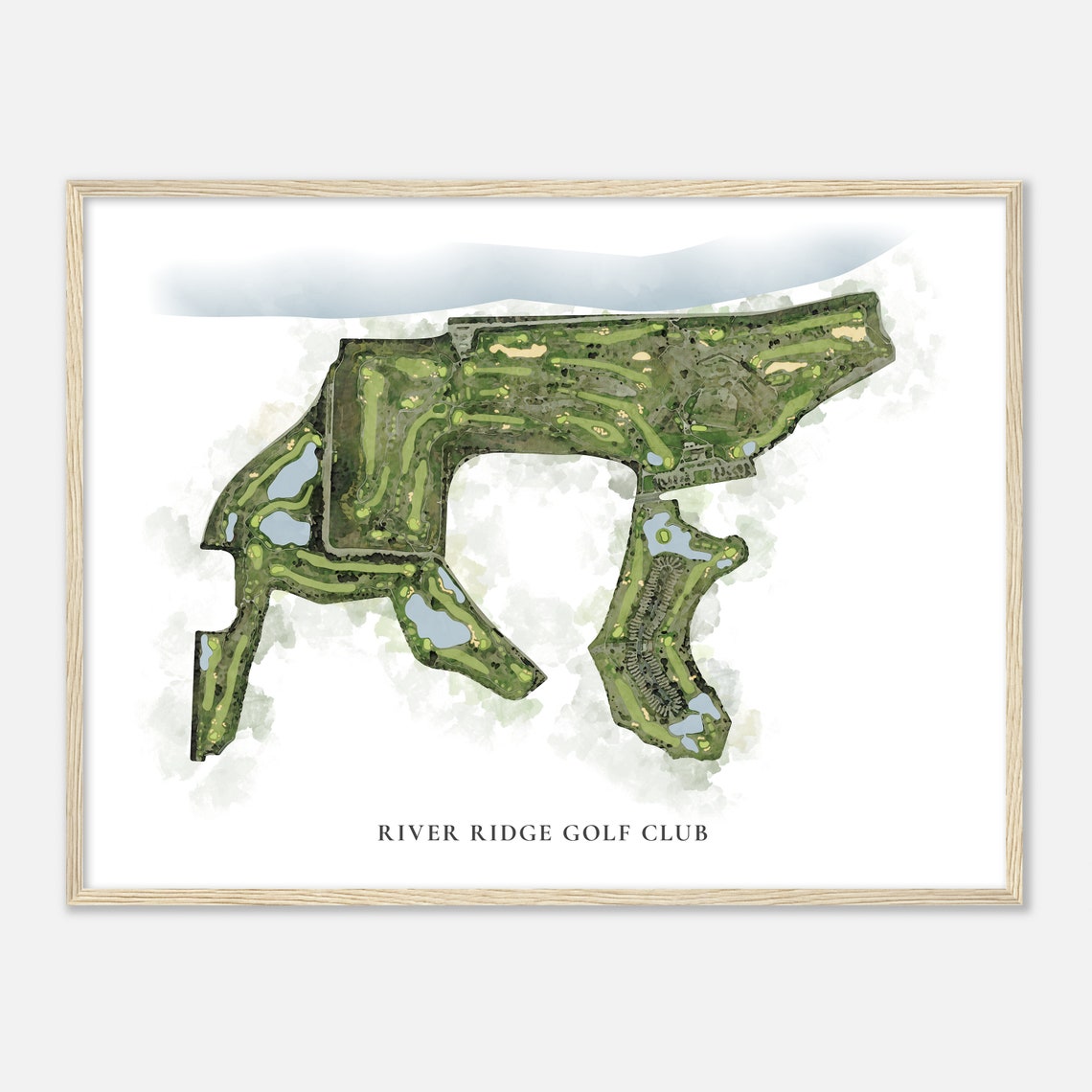 River Ridge Golf Club Classic Watercolor Golf Course Layout Map Poster - Image 2