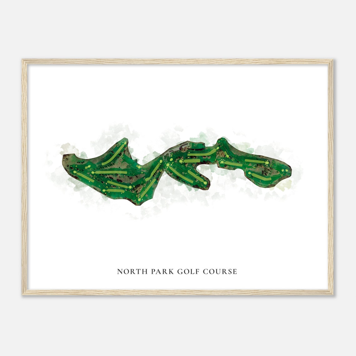 North Park Golf Course Classic Watercolor Aerial Course Map Poster