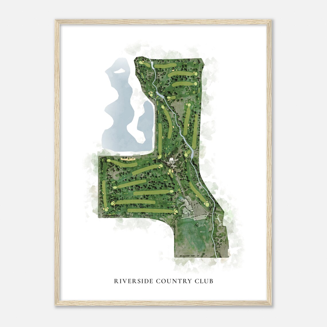 Riverside Country Club Classic Watercolor Aerial Course Map Art Poster