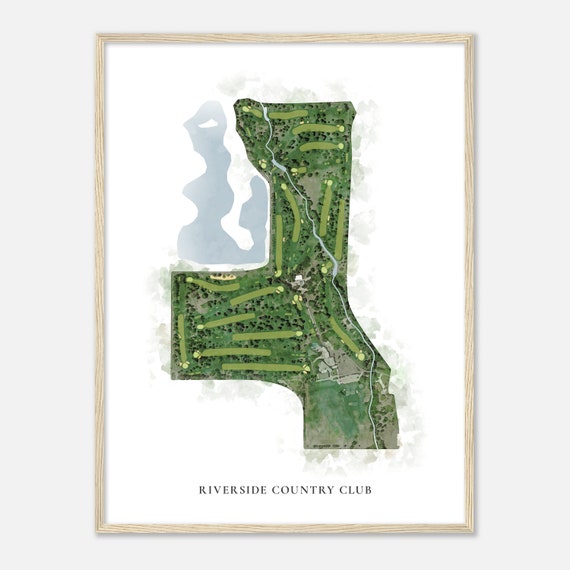 Riverside Country Club Nebraska Classic Watercolor Map Golfer Gift Golf Wall Art Golf Poster Print Course Layout