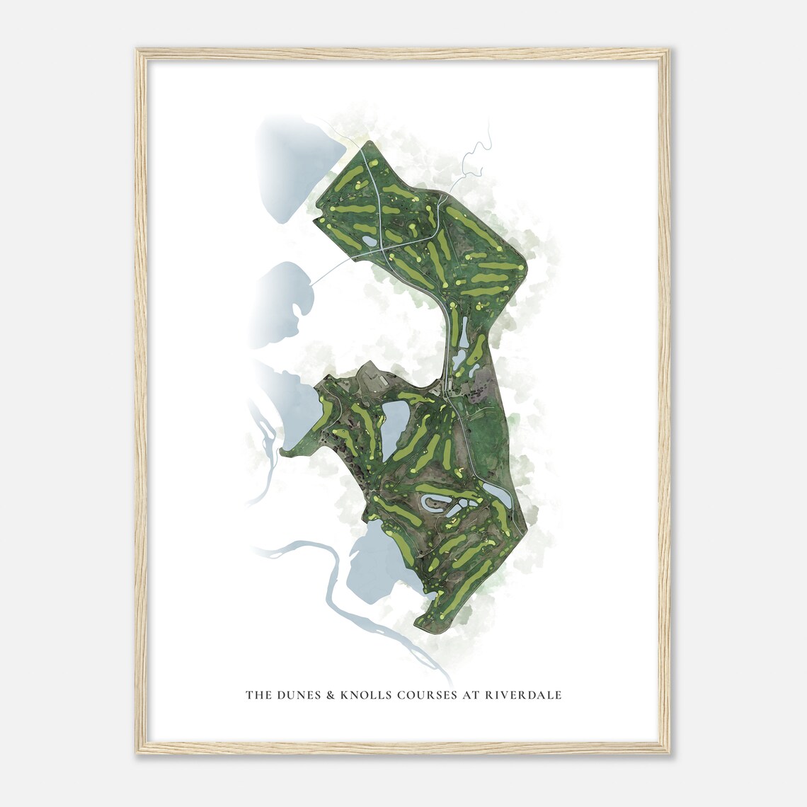 The Dunes Knolls Courses At Riverdale Colorado Classic Watercolor Map Golfer Gift Golf Wall Art Golf Poster Print Course Layout - Image 2
