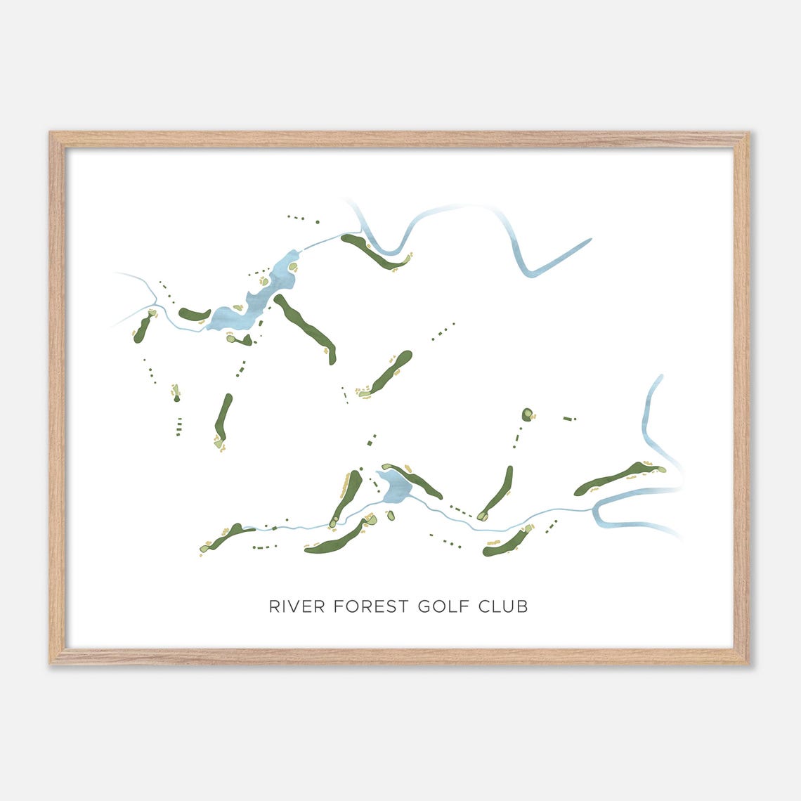 River Forest Golf Club Modern Minimalist Golf Course Map Poster