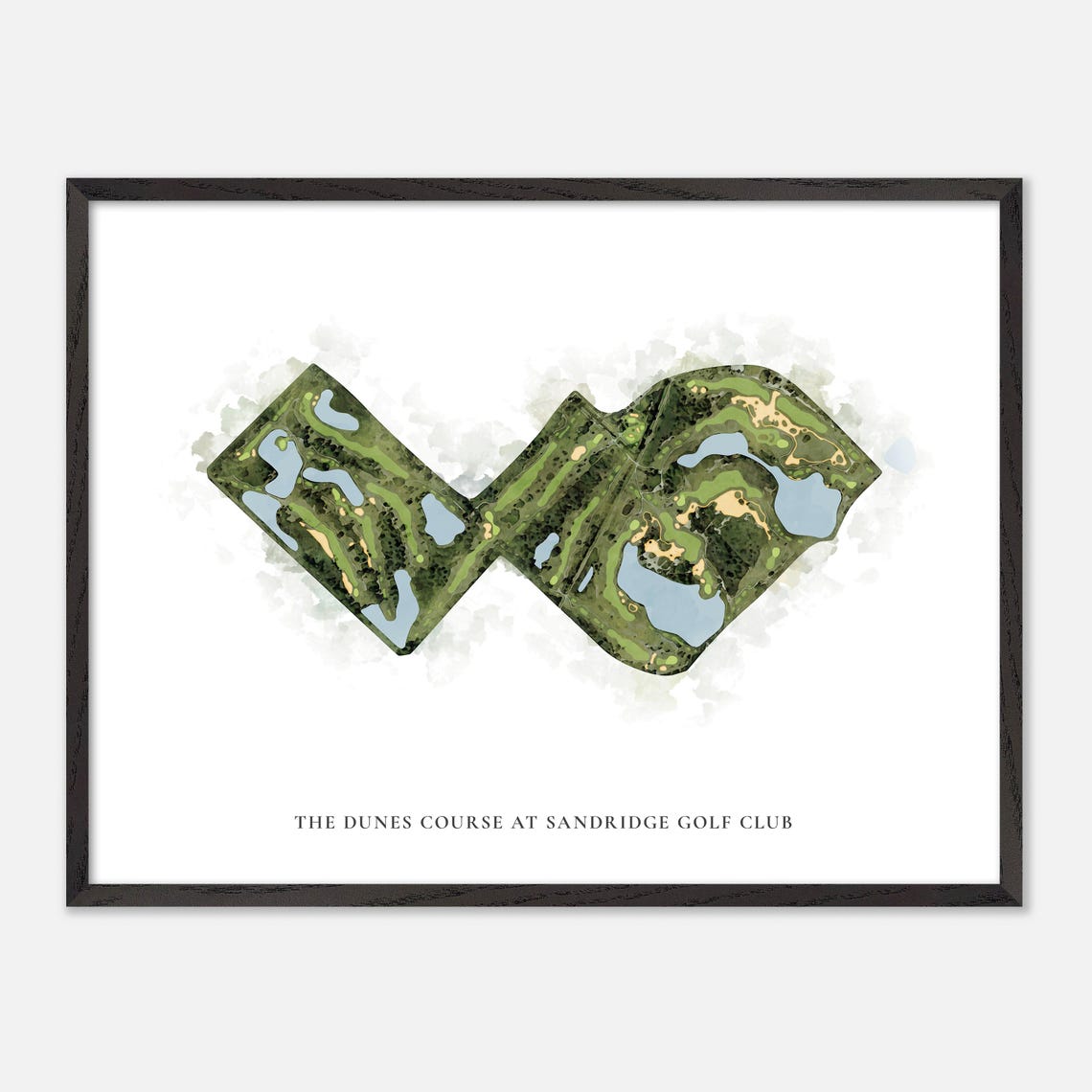 The Dunes Course Sandridge Golf Club Watercolor Map Art Poster - Image 5