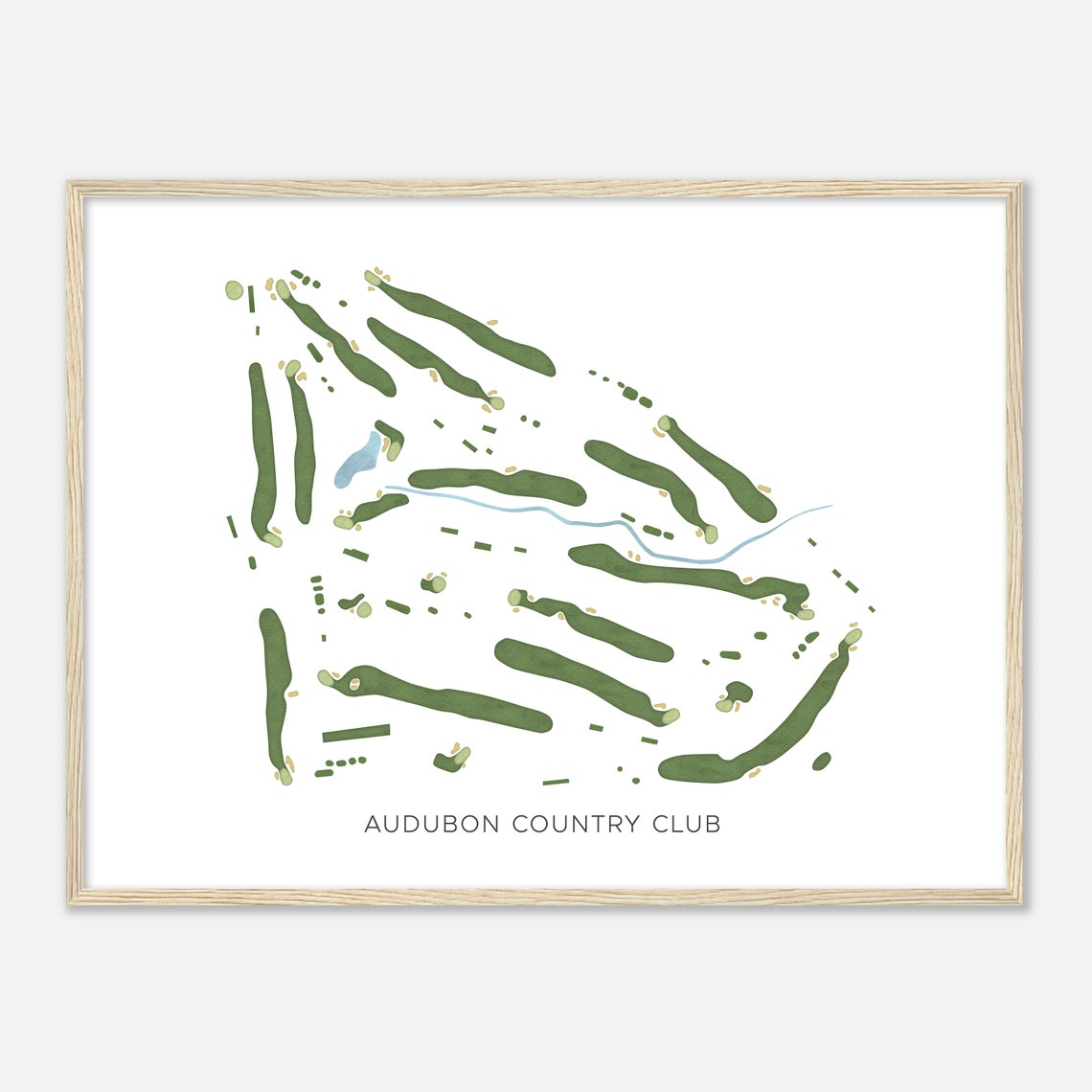 Audubon Country Club Kentucky Modern Watercolor Course Map Poster - Image 2