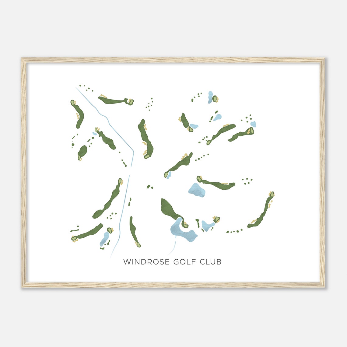 Windrose Golf Club Texas Modern Watercolor Course Map Poster - Image 2
