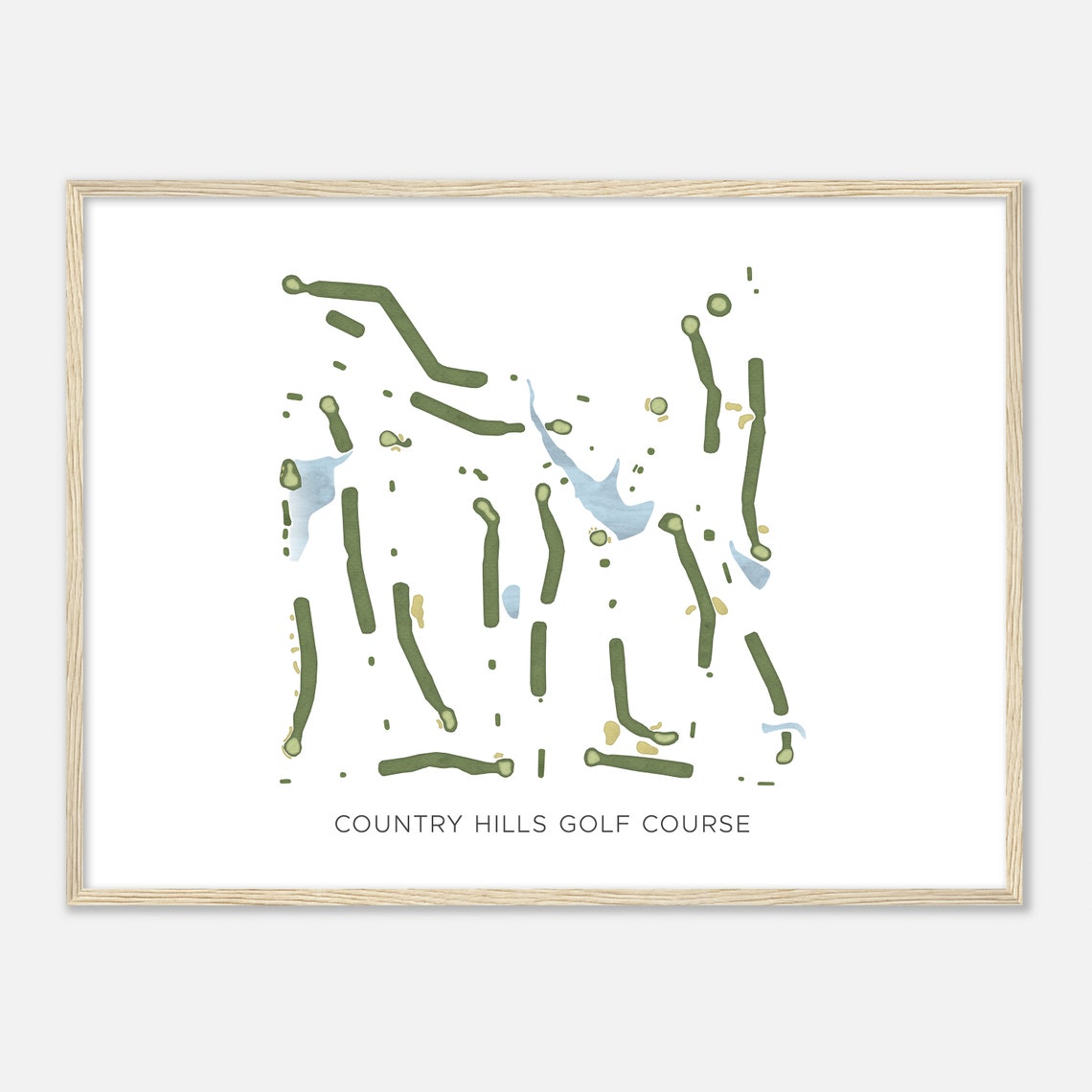 Country Hills Golf Course Modern Watercolor Course Map Poster