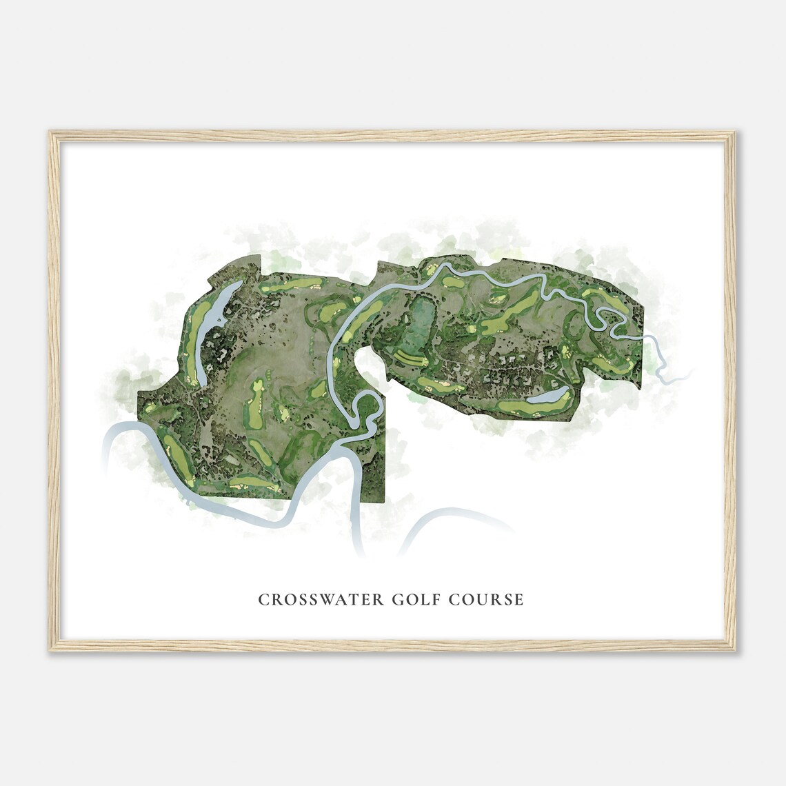 Crosswater Golf Course Oregon Classic Watercolor Map Golfer Gift Golf Wall Art Golf Poster Print Course Layout - Image 2
