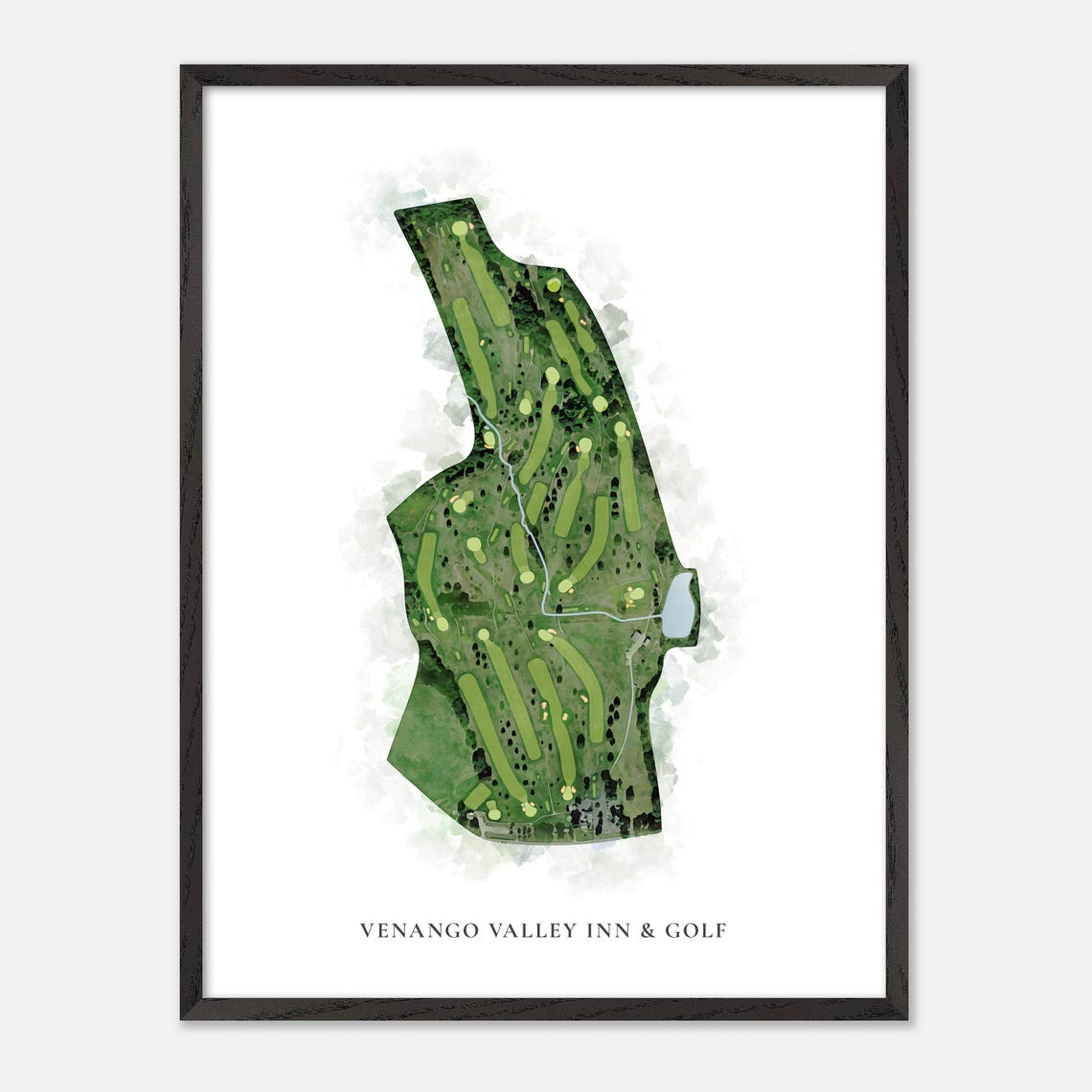 Venango Valley Inn and Golf Watercolor Aerial Course Map Poster - Image 3