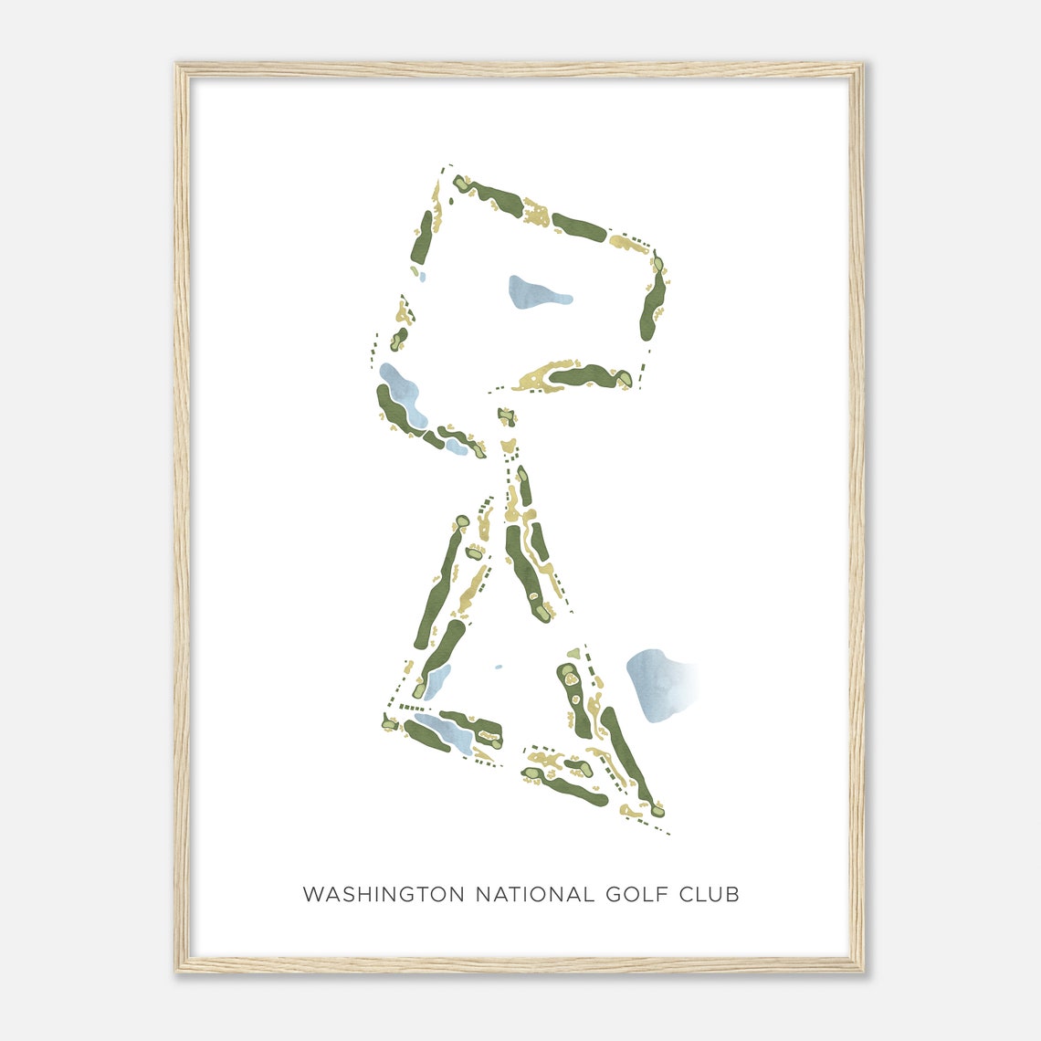 Washington National Golf Club Modern Watercolor Course Map Poster