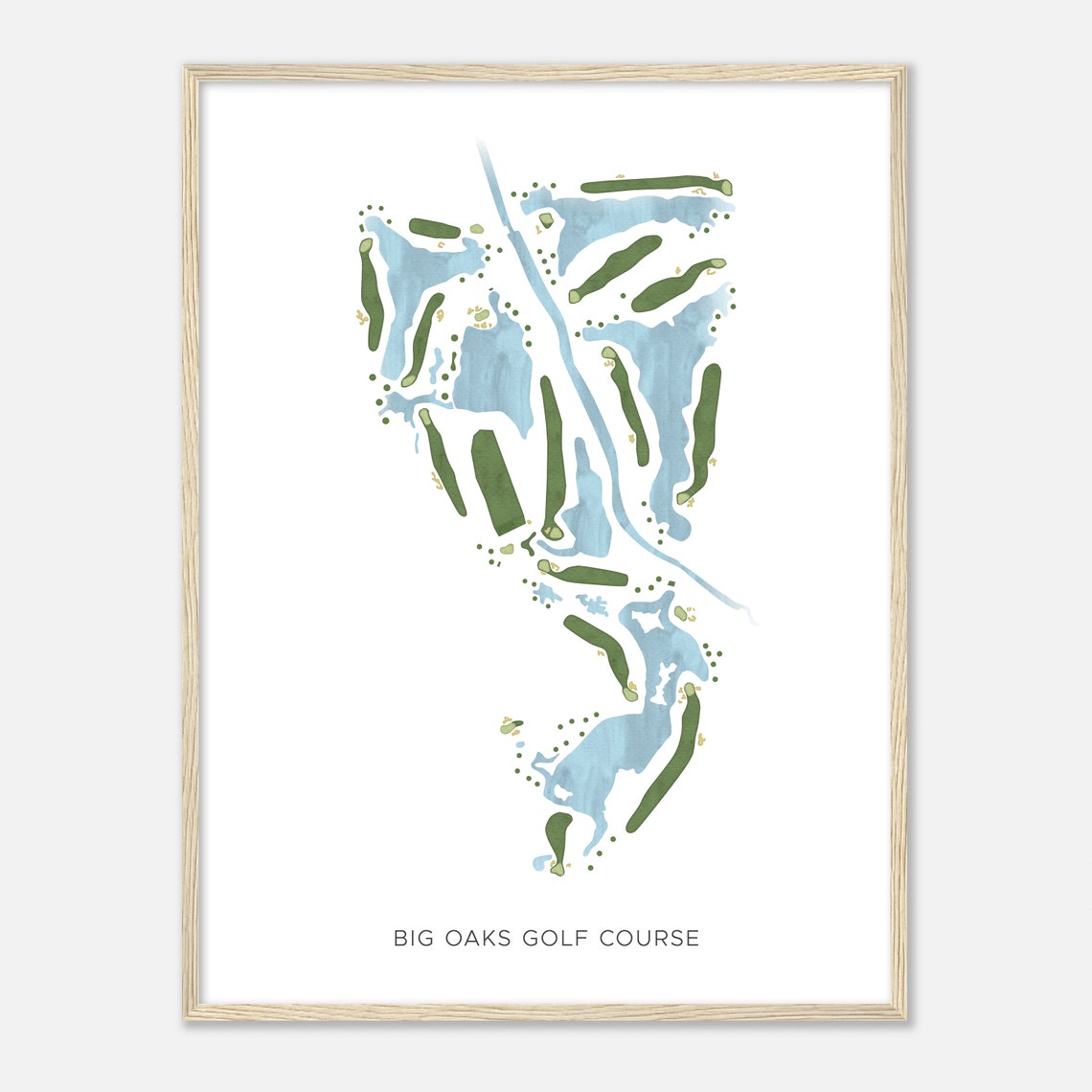 Big Oaks Golf Course Mississippi Modern Watercolor Map Poster - Image 2