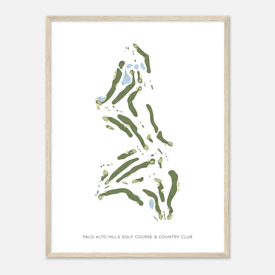 Palo Alto Hills Golf Course Country Club Watercolor Map Poster - Image 2