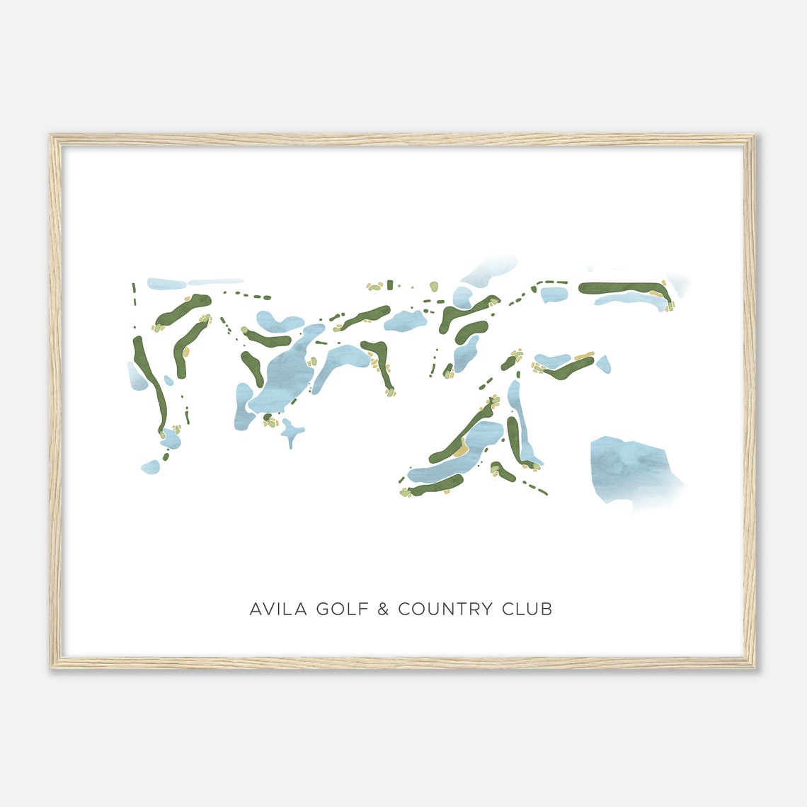 Avila Golf Country Club Florida Modern Watercolor Map Golfer Gift Golf Wall Art Golf Poster Print Course Layout
